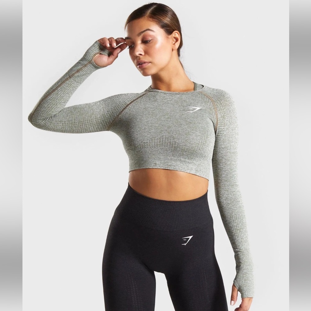 Gymshark vital seamless crop tank Khaki Mark
